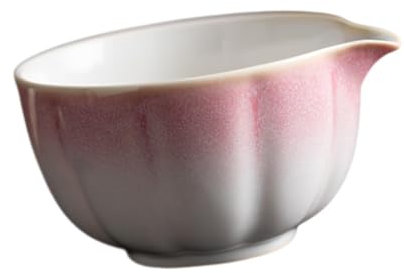 HGZLQKD Porcelain Matcha Bowl 420ml Traditional Tea Ceremony, Pouring Spout Handcrafted Matcha Mixing Bowl for Tea Lovers Beginner, Pink and white