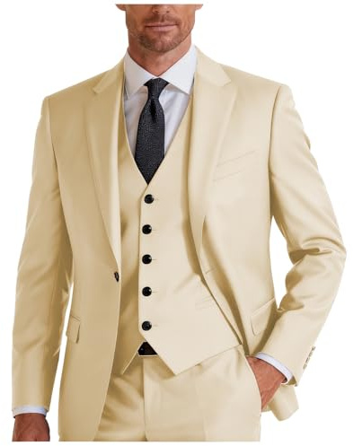 Champagne Three Piece Suit Set for Men Wedding Slim Fit Suits Men Formal Business Prom Dinner Suit, S