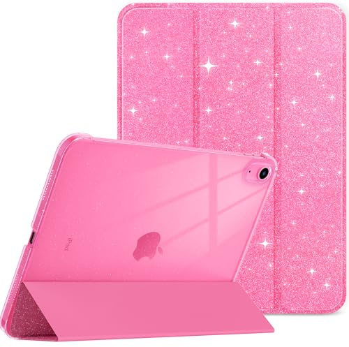 EasyAcc fodral för iPad A16 11. Generation/iPad 10. Generation 25 cm, ultratunt skydd med automatisk sömn/väckningsfunktion skyddsfodral fodral, rosa glitter