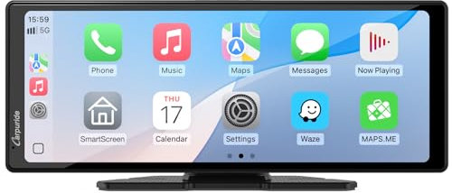 CARPURIDE V92 - Stereo portatile per auto, wireless Carplay e Android Auto, radio touch screen HD da 10,26 pollici 1080p con BT 5.0, supporto Mirror Link per camion e camper