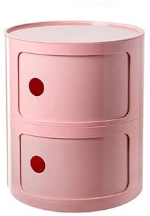 Nordic Modern Bedside Cabinet with Drawers & Sliding Door - Stylish 2/3/4 Tier Nightstand Round Bedroom Storage Unit Plastic Chest for Home Decor