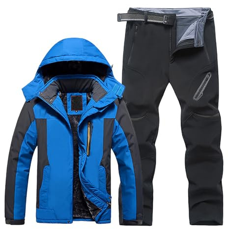 Vhersily 2025 Giacca Da Sci Da Uomo e Pantaloni Set, Tuta Da Neve Isolata Antivento, Caldo Giacce + Pantalone Neve, Attrezzatura da Trekking, per Lavoro All'aperto, Snowboard, Equitazione Moto