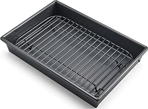 Chicago Metallic Petite Roast Pan Set with Rack, 10x7 inch Nonstick Toaster Oven Baking Pan, Perfect for Single Serving Meals and Small Batch Cooking