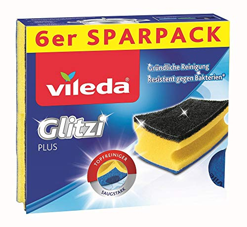 Vileda Glitzi Plus Antibac Anti Bacteria Absorbent Scourer - Pack of 6
