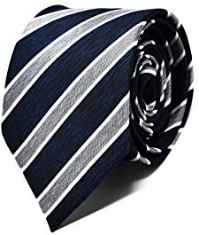 Sweet Leaf Cravatta da uomo Blu e Grigio a Righe - 100% Seta - Classica, Elegante e Moderna - (ideale per un regalo, un matrimonio, con un abito, in ufficio...)