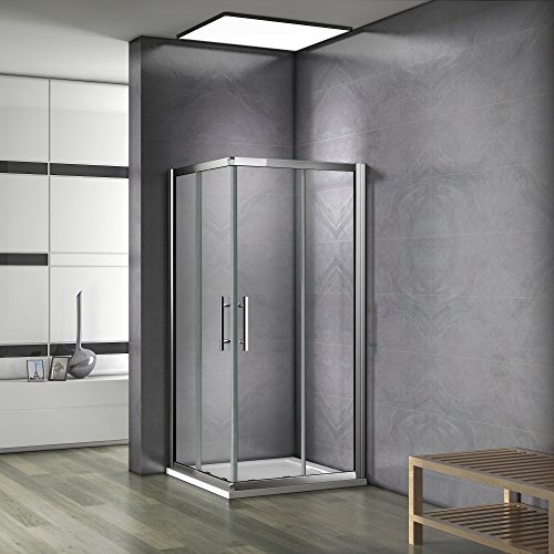 100x100x185 cm Cabine de douche Porte coulissante Paroi de douche accès d'angle verre sécurit