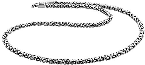 Kuzzoi, 345054, Collana da uomo in argento Sterling 925 massiccio, maglia bizantina, spessore 4 mm, incluso cofanetto, argento, cod. 345054-060