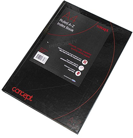 Concept A4 A-Z Tabbed Address Index Book Hardback Paper Black Notebook Organiser