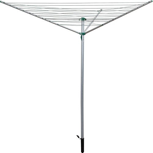 Unibos 3 Arm Rotary Garden Washing Line Clothes Airer Dryer, 45m with Cover, Metal Ground Spike Included