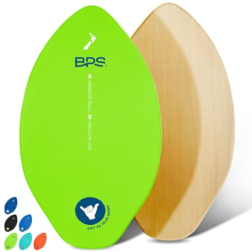 BPS 'Shaka' 35 Inch Skimboard - High Gloss Coated Wood Skim Board with EVA Pads - No Wax Needed - Skimboard for Adults and Kids (Green)