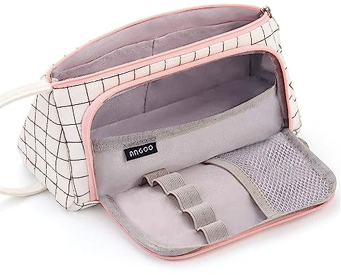 SeBeLi Federmäppchen Mäppchen Mädchen Groß Kapazität Federtasche Federmappe Etui für Teenager Mädchen Erwachsene Aesthetic Pencil case (Kariertes Weiß)