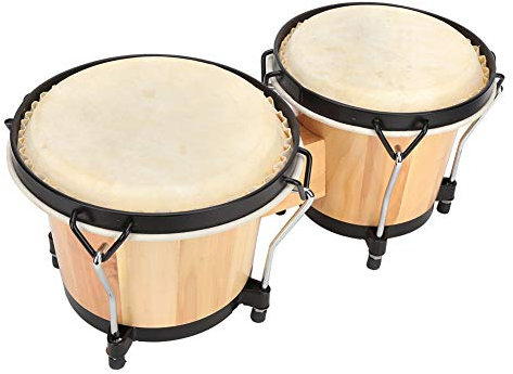 Bnineteenteam Bongo Drum Set Afrikanische Trommelholz Bongo Schaffelltrommel mit Schraubenschlüssel Schlagzeug Musikinstrument