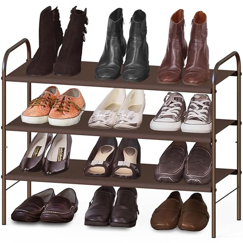 Simple Houseware 3-Tier Shoe Rack Storage Organizer, 9-16 Pairs, Bronze