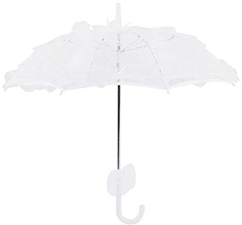 Haofy Mini taille mariée dentelle parapluie Parasol fournitures de mariage scène de Banquet pour la photographie décoration Halloween Costume blanc