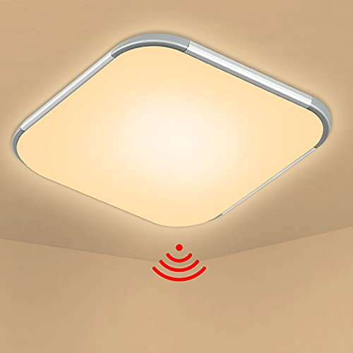 ACXIN LED Deckenleuchte mit Bewegungsmelder, LED Sensorleuchte, Moderne Induktionslicht, Wandlampe Flurleuchte, Radar Leuchte, IP44 Wasserdicht (24W,Warmweiß)
