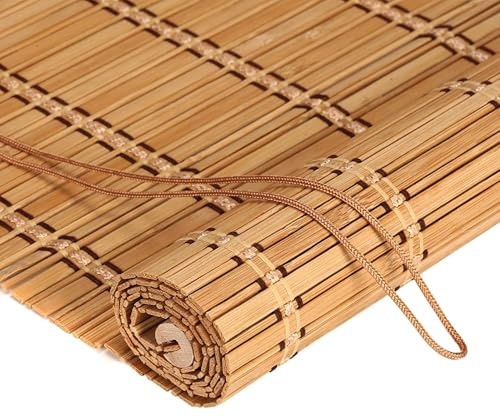 FoundGo Bamboo Blinds 50-160cm W & 100-280cm H, for Windows | Natural bamboo roller blinds for indoor windows, customizable 50-160cm W x 100-280cm H, no-drill design