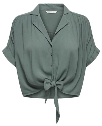 ONLY Femme Onlpaula Life S/S Tie T-Shirt WVN Noos Blouse, Vert-3, M EU