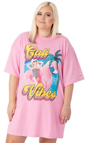 Barbie Oversize T-Shirt Abito Donna | Adulti California Vibes Prendere Il Sole Doll Manica Corta Vestito Estivo Vestiti Rosa Regali
