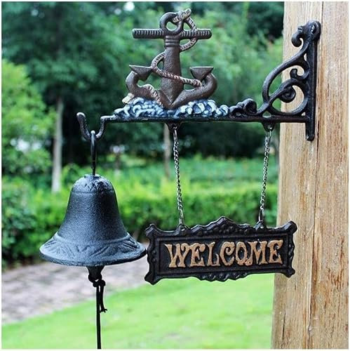 FEDEAL Cast Iron Door Bell Cast Iron Bell - Welcome Entry Door Bell,Antique Doorbell Decoration,Front Door,Interior,Exterior Decor