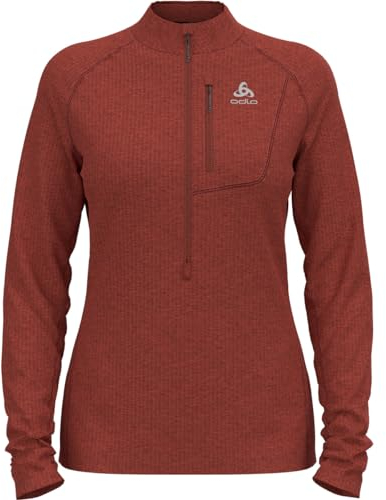 Odlo Damen Langarm Shirt mit halben Reißverschluss TENCIA, Spiced Apple Melange, XL