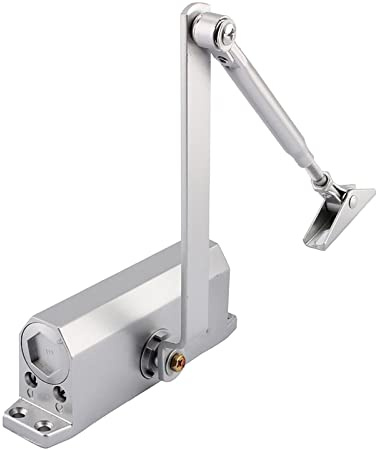 Justerbar automatisk hydraulisk dörrstängare för privat och kommersiellt bruk, viktad dörr, för normala, övre stolpar (instruktioner i silver).