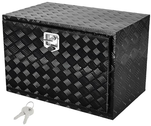 VEVOR Caja de Herramientas para Camión 1219x432x457mm Caja de Bastidor Inferior Caja de Almacenamiento de Aleación de Aluminio Montaje Inferior con Cerradura y Llaves para Remolques, Camionetas, Negro