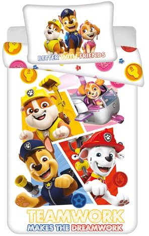 Paw Patrol Bettwäsche Kinderbettwäsche Kleinkinder Set Bettbezug 100x135 und Kissenbezug 40x60 Baumwolle für Mädchen und Jungen Öko tex