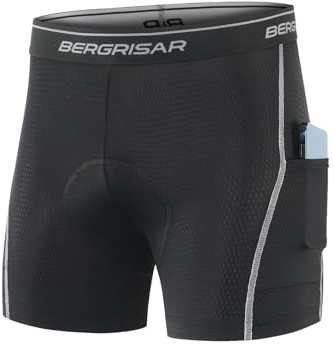 BERGRISAR Vadderade cykelshorts underkläder herr mountainbike undershorts andningsbara cykelshorts, Grå med fickor, M