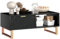 HOMCOM Marble-Effect Coffee Table with Storage, Living Room Table with Drawer and 2 Open Shelves, Modern Centre Table with Fluted Door, Black