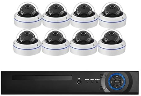 Sistema de cámara de seguridad con detección facial de 8 MP y 4K, kit NVR POE, videovigilancia doméstica, domo a prueba de vandalismo for exteriores, vigilancia con IA(None,8CH NVR 8 Cameras)