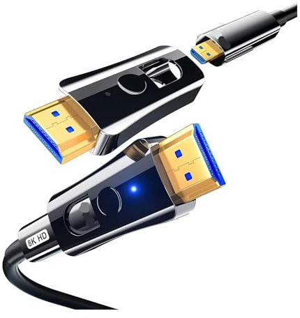 Câble Fibre Optique HDMI, Adaptateur Détachable Micro Double Tête, TV Pipeline 8K À 60 Hz, 4K 120 HDR EARC For HDTV PS5(8K 2.1 Version,2m)