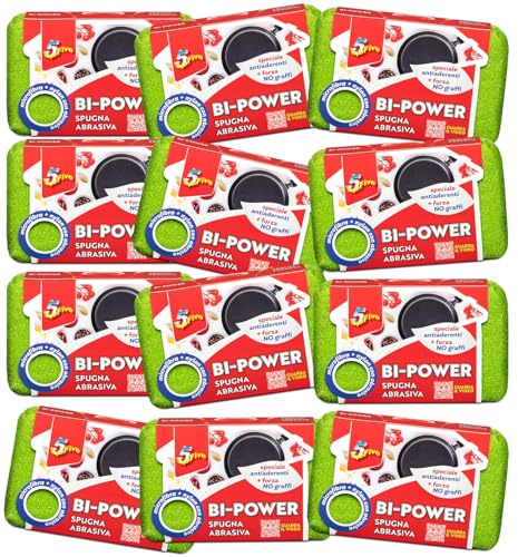 SUPERFIVE, Spugna Bi-Power, Spugna Doppio Lato con Microfibra e Nylon Abrasivo, Super Assorbente (Standard, 1, unità)