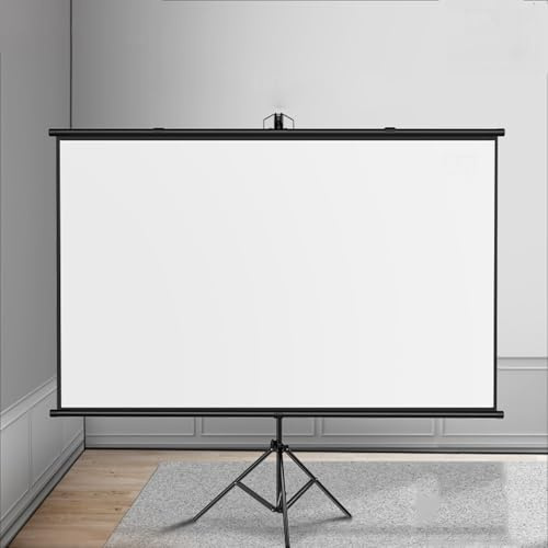 Schermo per proiettore con Supporto da 60 Pollici e 72 Pollici, Schermo per proiezione Mobile, Schermo per proiettori da Pavimento con treppiede Regolabile per Ufficio, Home Theater (4:3, 72