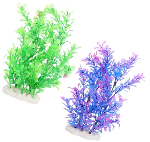INOOMP 2 Pezzi Piante Artificiali per Acquario Decorazioni Resistenti per Vasca Pesci Realistiche Sbiadimento Adatte per Acqua Dolci e Salate Facili da Pulire e Decorare
