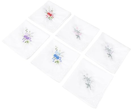 LALADEFIEE 12 St Broderade Bomullsnäsdukar med Blommönster och Spetsdesign Tvättbara Små Servetter för och Fest Lämpliga för Kvinnor och Gåva vid Högtider Stil