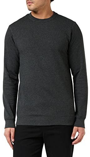 Urban Classics Herren Basic Terry Crew Sweatshirt,, per pack Grau (charcoal 00091), Large (Herstellergröße: L)