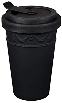 KPM Berlin KURLAND To-Go Becher 0,35l, Porzellan-Becher, Kaffeebecher 13 cm, Teebecher, Handmade im Geschenkkarton (Schwarz matt)