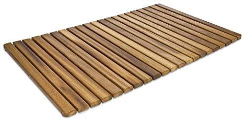 Tarima/Alfombra Flexible para Ducha y baño, en Madera de Teca (50 x 80 cm)