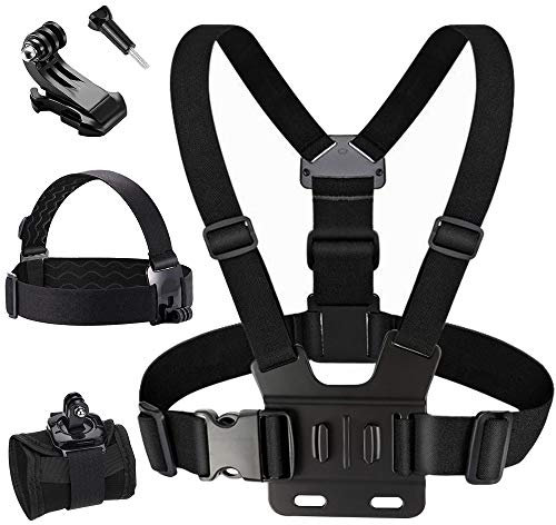 ChuerTech Brusthalterung für Gopro, 3 in 1 Brustgurt Halterung/Kopfgurt Brustgurt/Handgelenk Gurt,Chest Mount Kompatibel für GoPro Hero 8/7/6/5, Fusion, Session, Xiaomi Yi Kameras, DJI Actionkameras
