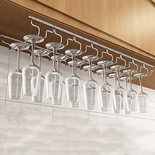 V3VOGUE Hängender Weinglashalter Weinglas Rack, Weinglasregal Unter Schrank, Kann 6-24 Weingläser Halten, Gläserschiene Für Hängende Tassen An Wandschränken Küchen Und Bartheken (Size : 8Row)