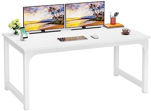 LITTLE TREE 63 Inch Large Executive Computer Office Desk, White