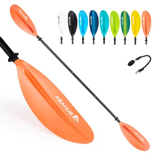 Abahub Remo Kayak Ajustable 220cm a 240cm Pala Doble de Aluminio con línea de Remo para Kayak Bote de remos Canoa Negro/Blanco/Azul/Verde/Naranja/Amarillo/Turquesa