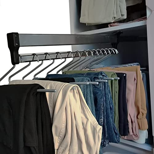 Stainless Steel Wardrobe Rail Tube - Sliding Wardrobe Closet Rod, Extendable Clothes Rail With Slide Rails, Wardrobe Adjustable Hanger Rod Saves Space, For Trousers Clothing Storage ( Size : 800mm )