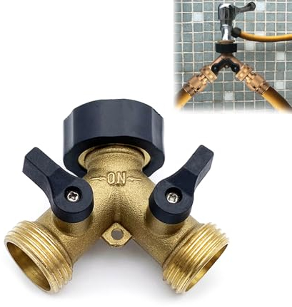 FIBOUND Distributore 2 Vie, Sdoppiatore Rubinetto Splitter Tubo Valvola Collettore Y Adattatore Doccia con Valvole Intercettazione Individuali per Irrigazione Giardino