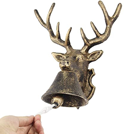 Ringklopfer aus Gusseisen, Türklopfer, Vintage-Türklingel aus Gusseisen, lustig geweihförmige Türklingeln, manuell schüttelnde Tischglocke (Stil 1)