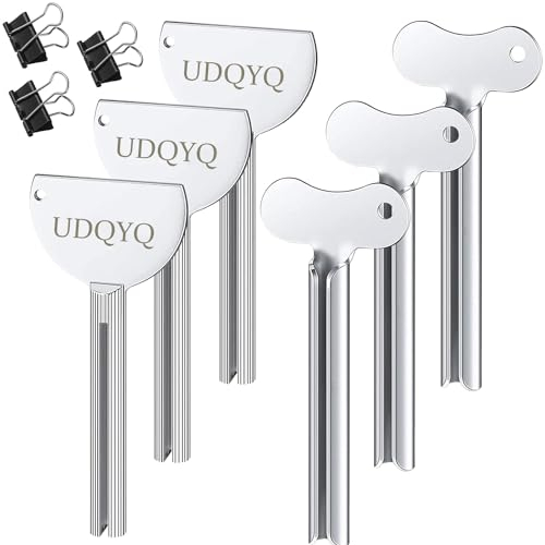 UDQYQ Lot de 6 presse-tubes en acier inoxydable - Enrouleur pour dentifrice, teinture capillaire, pigments, convient pour la cuisine, la salle de bain, le studio