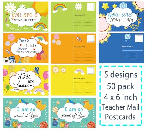 Lärarpost vykort för studenter du är fantastiska kort vykort paket 10 x 15 cm - vykort för barn bara några små anteckningar söta pennlärare anteckningar positiva affirmationskort till hemmaföräldrar