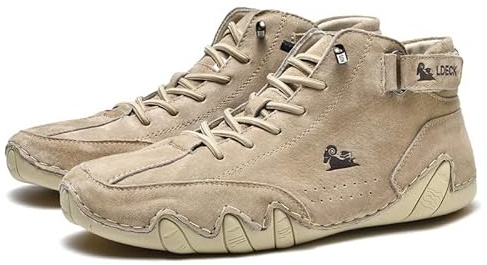 Leon - Chaussures pieds nus confortables et antidérapantes en cuir véritable - Bottes italiennes faites à la main pour homme - Imperméables et respirantes, marron, 43 EU