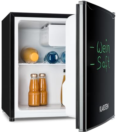 KLARSTEIN Spitzbergen - Réfrigérateur, Classe d'efficacité énergétique E, Compartiment congélateur, Design ZestfulART : Porte inscriptible avec marqueur, 2 Compartiments de Porte, Noir, 46 L