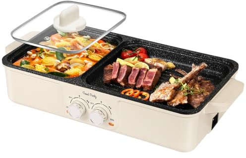 Food Party Olla Hot Pot Eléctrico y Parrilla Eléctrica sin Humo 220V 2 en 1 Hotpot Chino Korean BBQ Olla Caliente Barbacoa Coreana de Mesa Shabu Shabu Hot Pot (Pequeño)